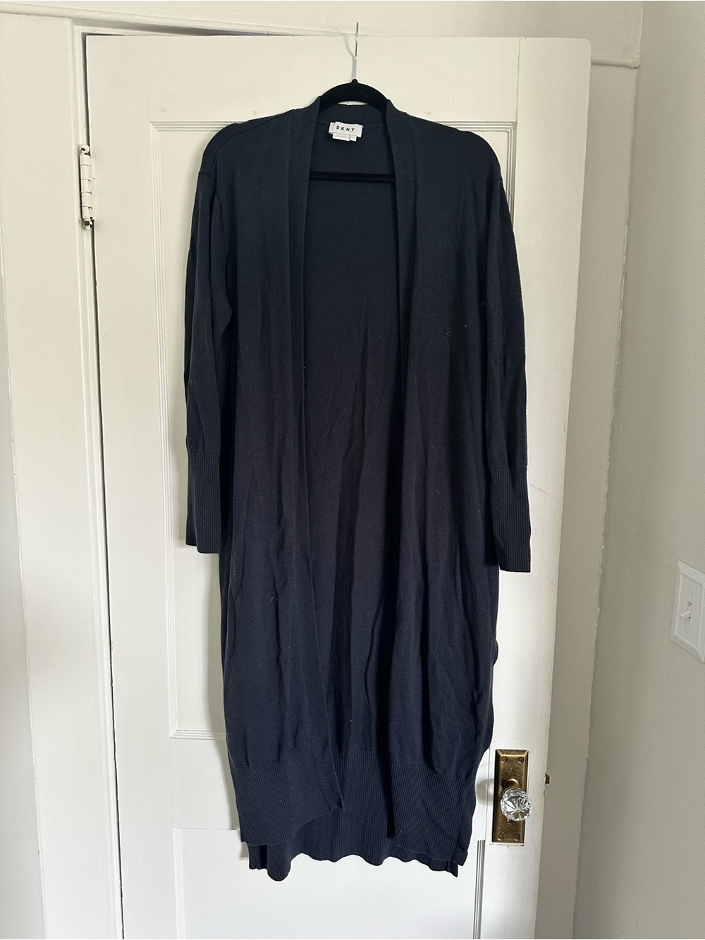 DKNY Navy Long Open-Front Cardigan